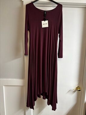 Agnes & Dora™ Gallery Dress Crew Neck W Pockets Maroon Flowy Comfy Sizes M/L/XXL